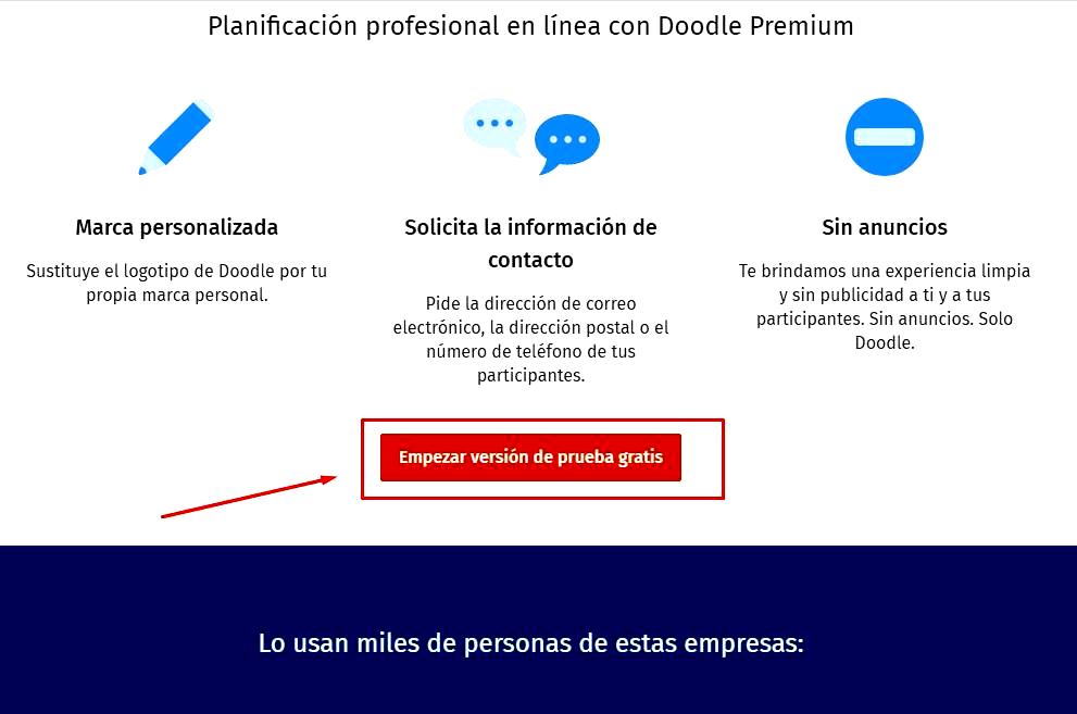 Páginas para hacer encuesta - Registro en  Doodle