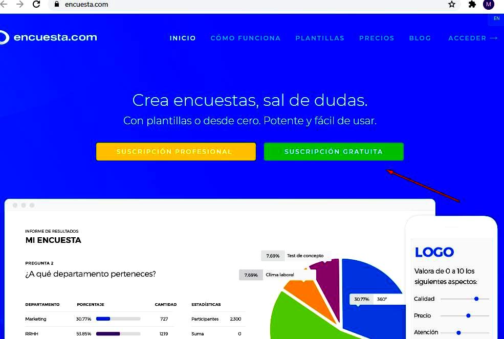 Páginas para hacer encuestas - Suscripción a Encuesta.com