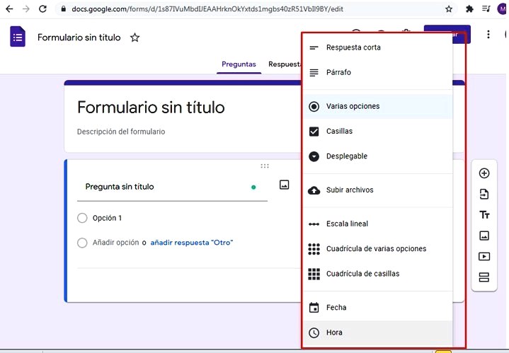 Páginas para hacer encuestas - Tipo de formularios Google Forms 2