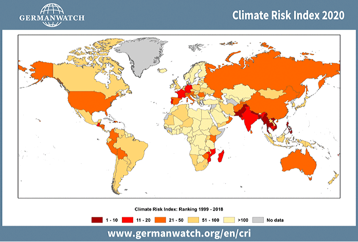 Países más afectados por el cambio climático: Mapa del calentamiento global de Germanwatch