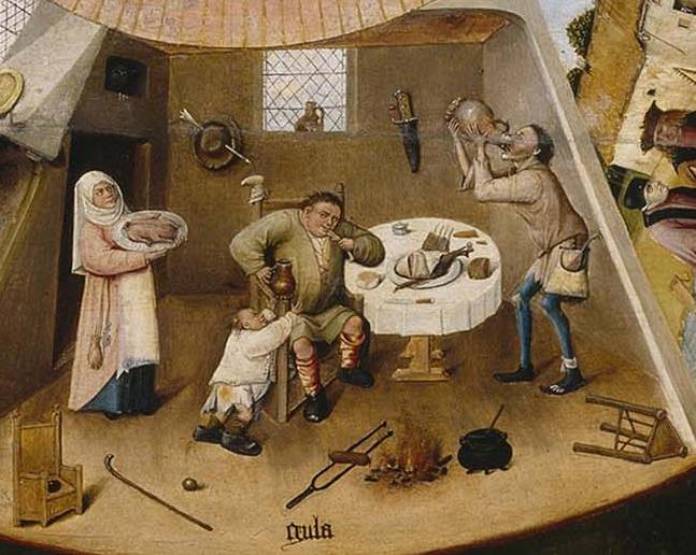 Pintura del autor Jheronimus Bosch dedicada al pecado capital de la gula