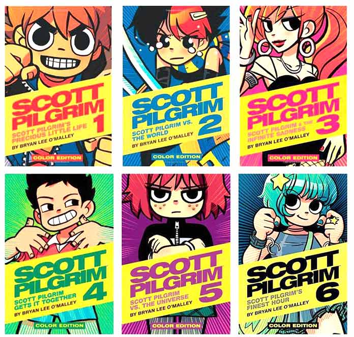 Scott Pilgrim Portadas de los 6 tomos a color