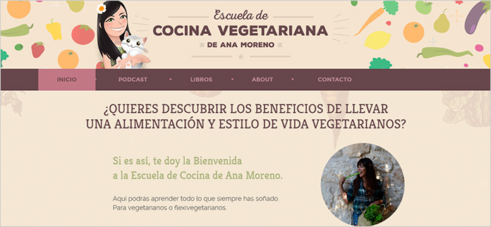 Web La Escuela de Cocina Vegetariana