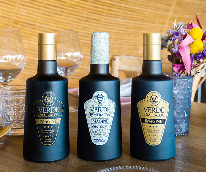 Botellas de aceite de oliva Verde Esmeralda