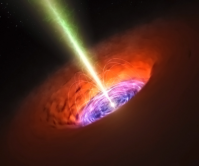 simulación de un agujero negro en el centro de la galaxia
