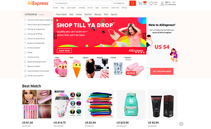 Web de Aliexpress