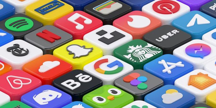 Cientos de iconos de apps o aplicaciones móviles. IOS, Android, Apple.