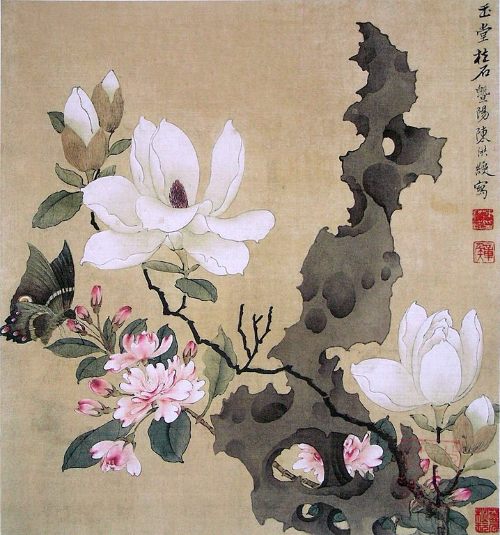 Arte chino - Magnolia y roca erecta