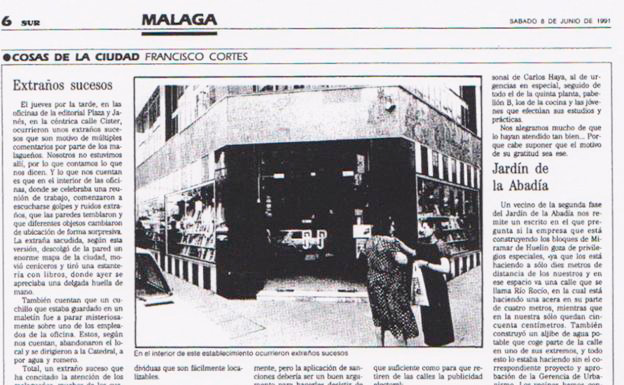 Extraños sucesos de Plaza & Janés en la calle Císter, Málaga, 1991