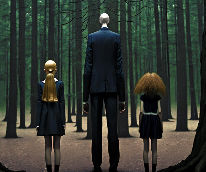 Caso Slenderman: dos niñas de 12 años acompañadas por Slenderman entrando al bosque