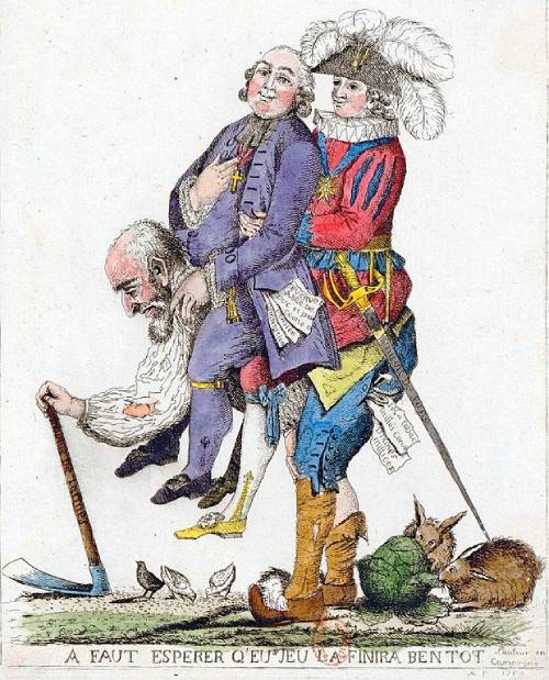 Caricatura que refleja la realidad social como una de las causas de la Revolución Francesa