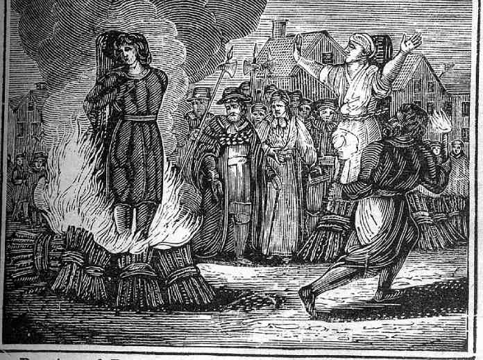 Ilustración de la quema de brujas.