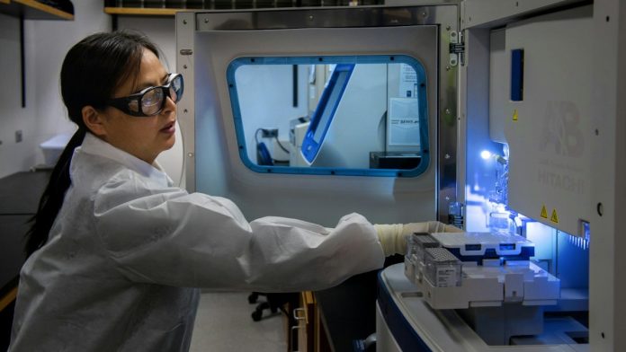 Científica haciendo pruebas en el laboratorio