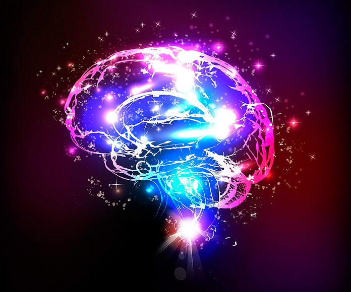 dibujo del cerebro simulando la actividad cerebral