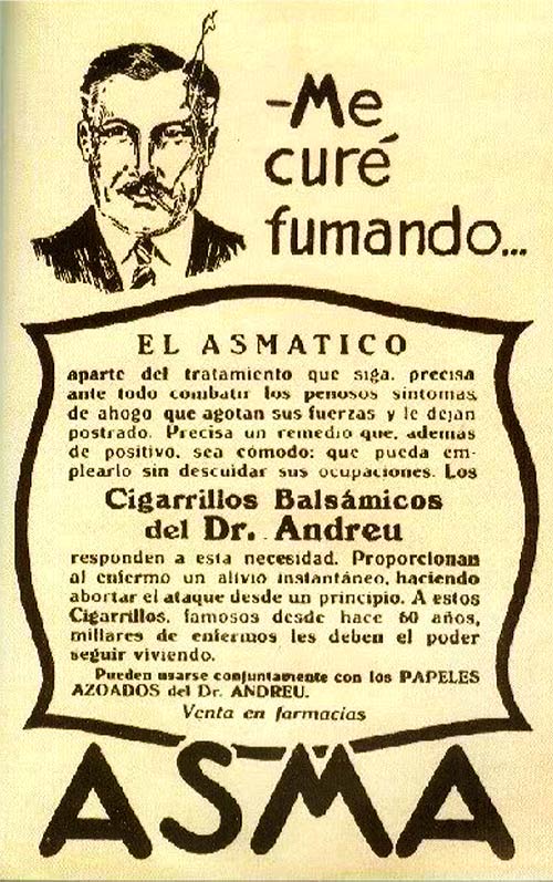 Cigarrillos balsámicos antiasmáticos del Dr. Andreu