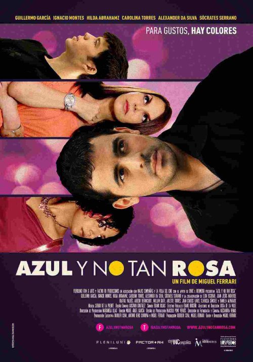 El cover muestra un collage con fondo violeta con los rostros de los protagonistas del filme.