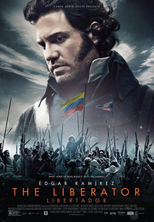 La portada de la película muestra la celebración de Bolívar y sus tropas. 