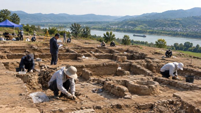 Representación de las excavaciones en la antigua ciudad Han de Chengba