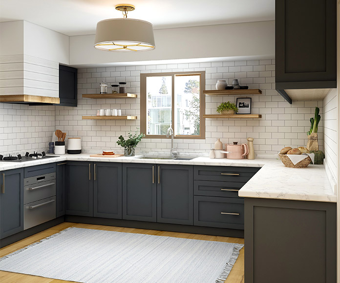 Cocina moderna en blanco y gris