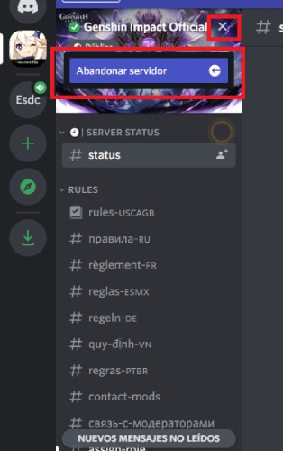 Cómo abandonar un servidor en Discord.
