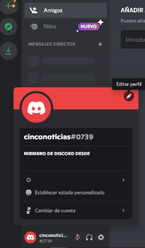 Editar perfil en Discord.