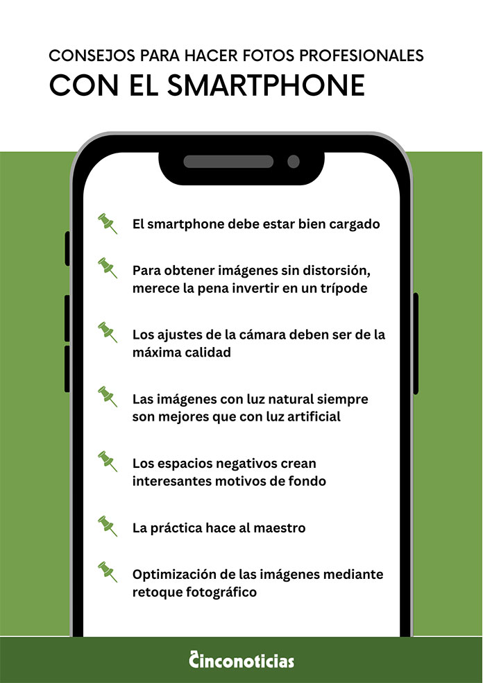 Inforgrafía Consejos para hacer fotos profesionales con el smartphone