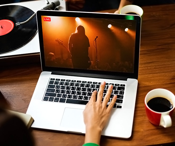 chica viendo un concierto por streaming en un PC