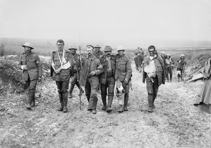 Soldados británicos heridos en la batalla del Somme - Primera Guerra Mundial
