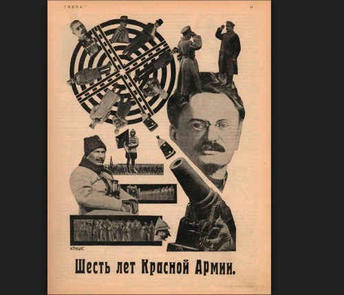 Fotomontaje político del constructivismo ruso llamado Seis Años del Ejército Rojo
