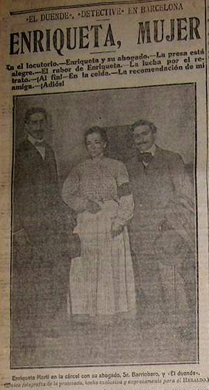 Noticia publicada en El Heraldo de Madrid el 4 de abril 1912 donde aparece Enriqueta Martí en la cárcel junto a su abogado