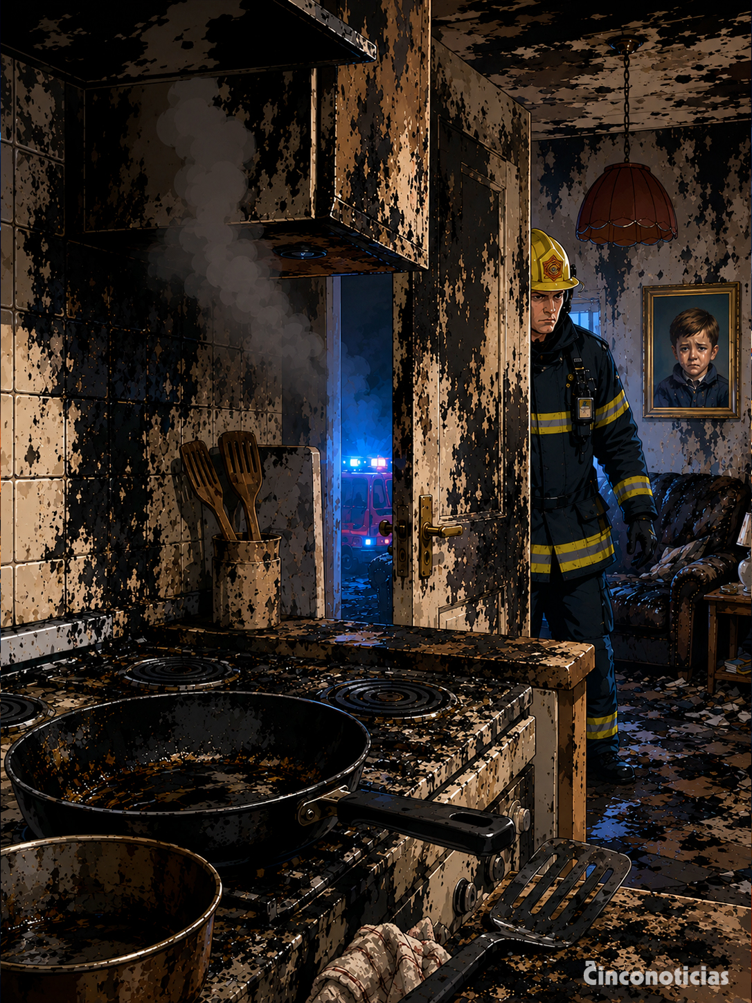 Recreación de la casa calcinada de la familia Hall tras el incendio doméstico de 1985.