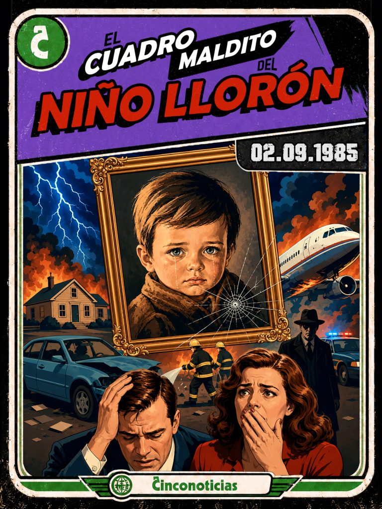 Tarjeta coleccionable Cinconoticias "El cuadro maldito del niño llorón", 1985.