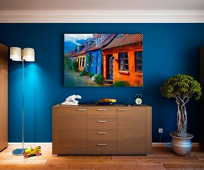 habitación pintada de azul