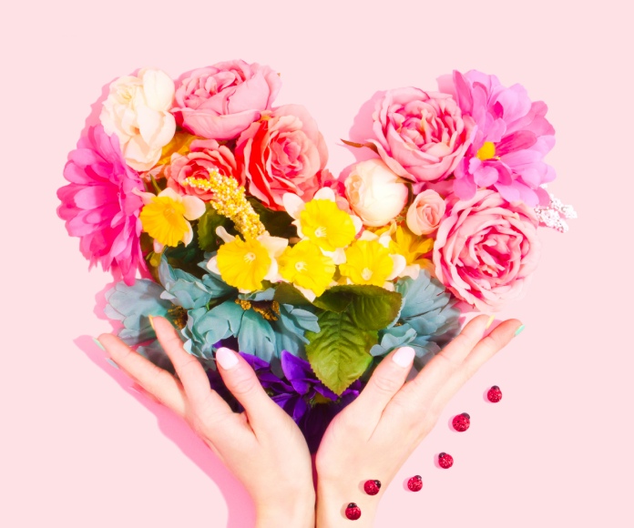 Flores con forma de corazón.