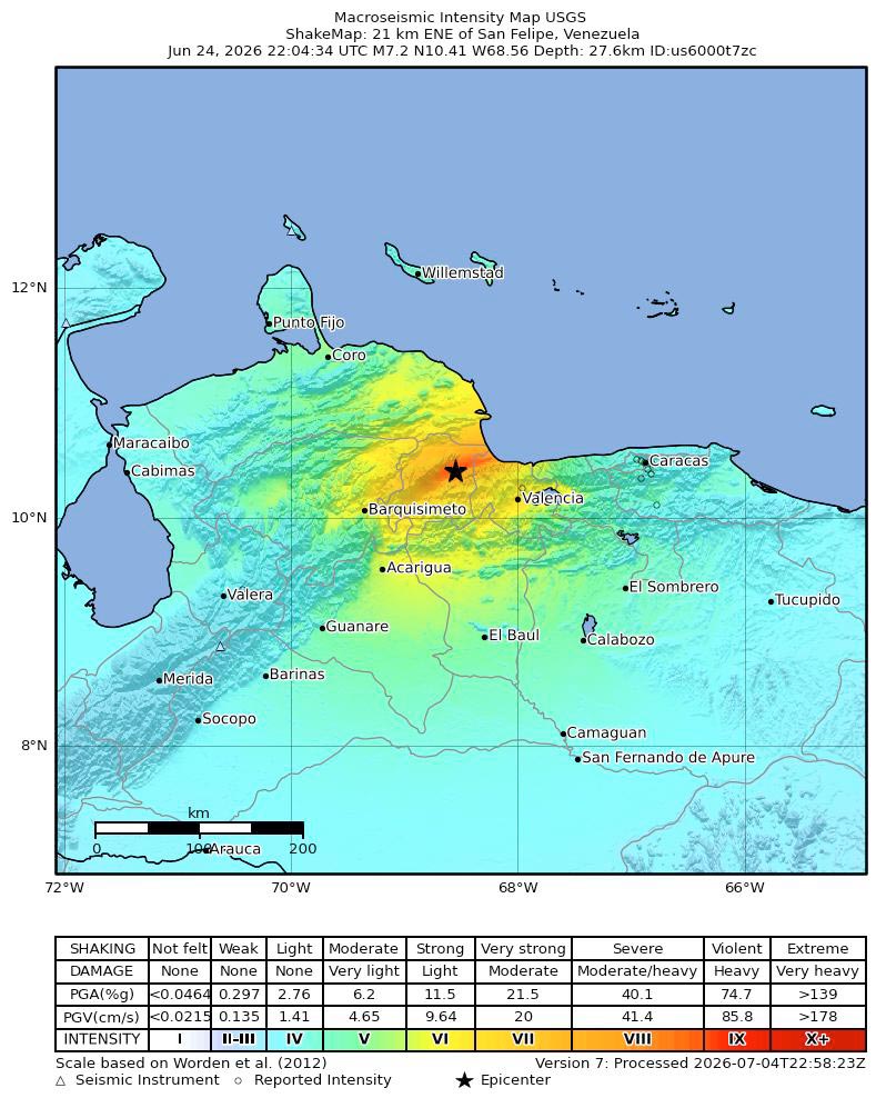 Mapa de intensidad sísmica