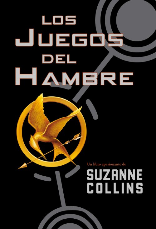 Portada del primer libro de Los Juegos del Hambre en la que se ve el símbolo del Sinsajo de Katniss. 
