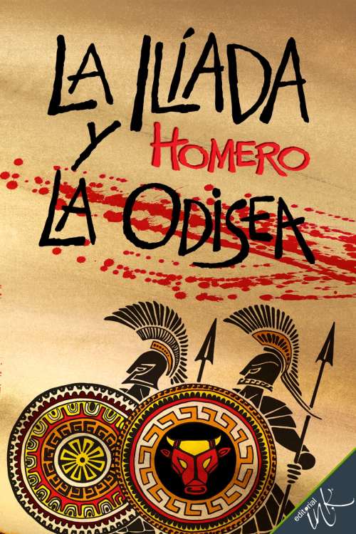 La portada del libro muestra a dos gladiadores con escudos coloridos con patrones griegos. 