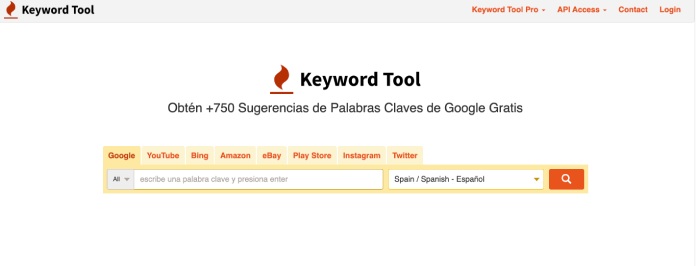 Ejemplos palabras clave: Keyword Tool