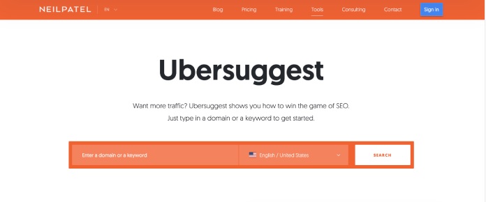 Ejemplos palabras clave: Ubersuggest