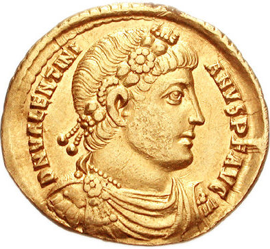 Áureo de Valentiniano I, el primero de los emperadores romanos de la dinastía Valentiniana