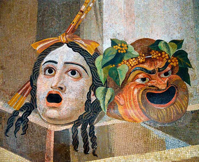 La comedia y la tragedia. Mosaico romano. Siglo II d.C.