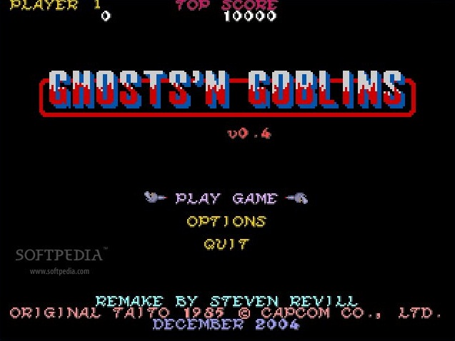 Pantalla de inicio del juego arcade Ghosts'n Goblins