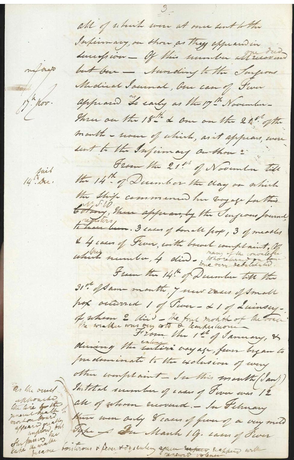 Correspondencia certificada de la entrada de un 'barco de fiebre' en 1840