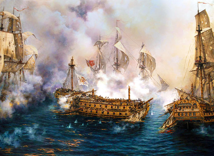 Combates navales. El Glorioso, corsario español