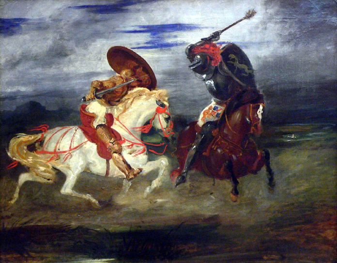 Duelo de caballeros medievales - Eugène Delacroix