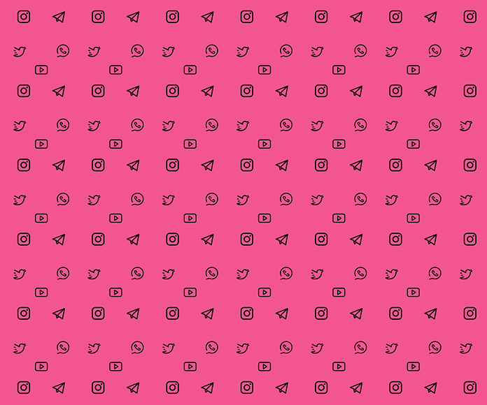 iconos de redes sociales sobre fondo rosado