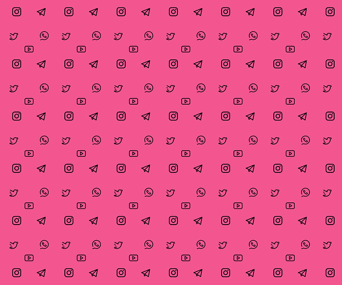 iconos de redes sociales sobre fondo rosado
