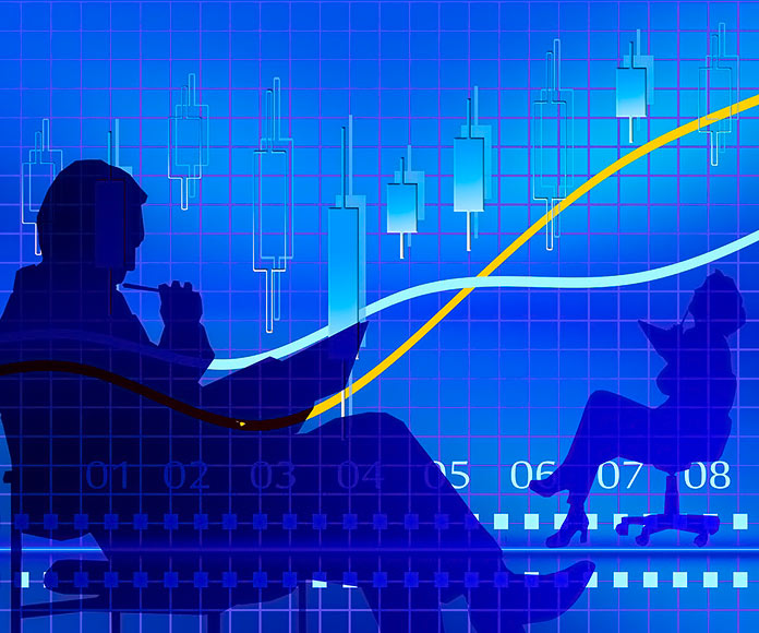 gráficos de Forex con la sombra de 2 personas