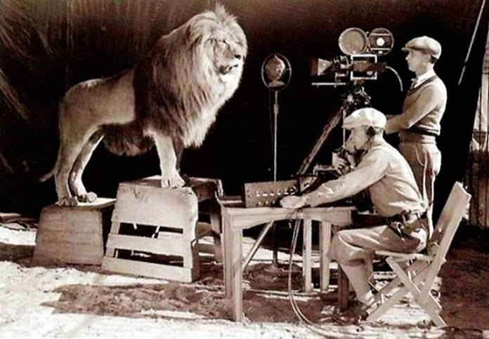 Filmando el logotipo de Metro-Goldwyn-Mayer