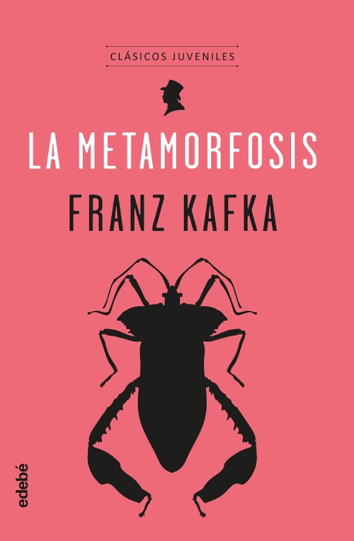 El cover del libro es rosa intenso y está adornado con la silueta de una cucaracha.